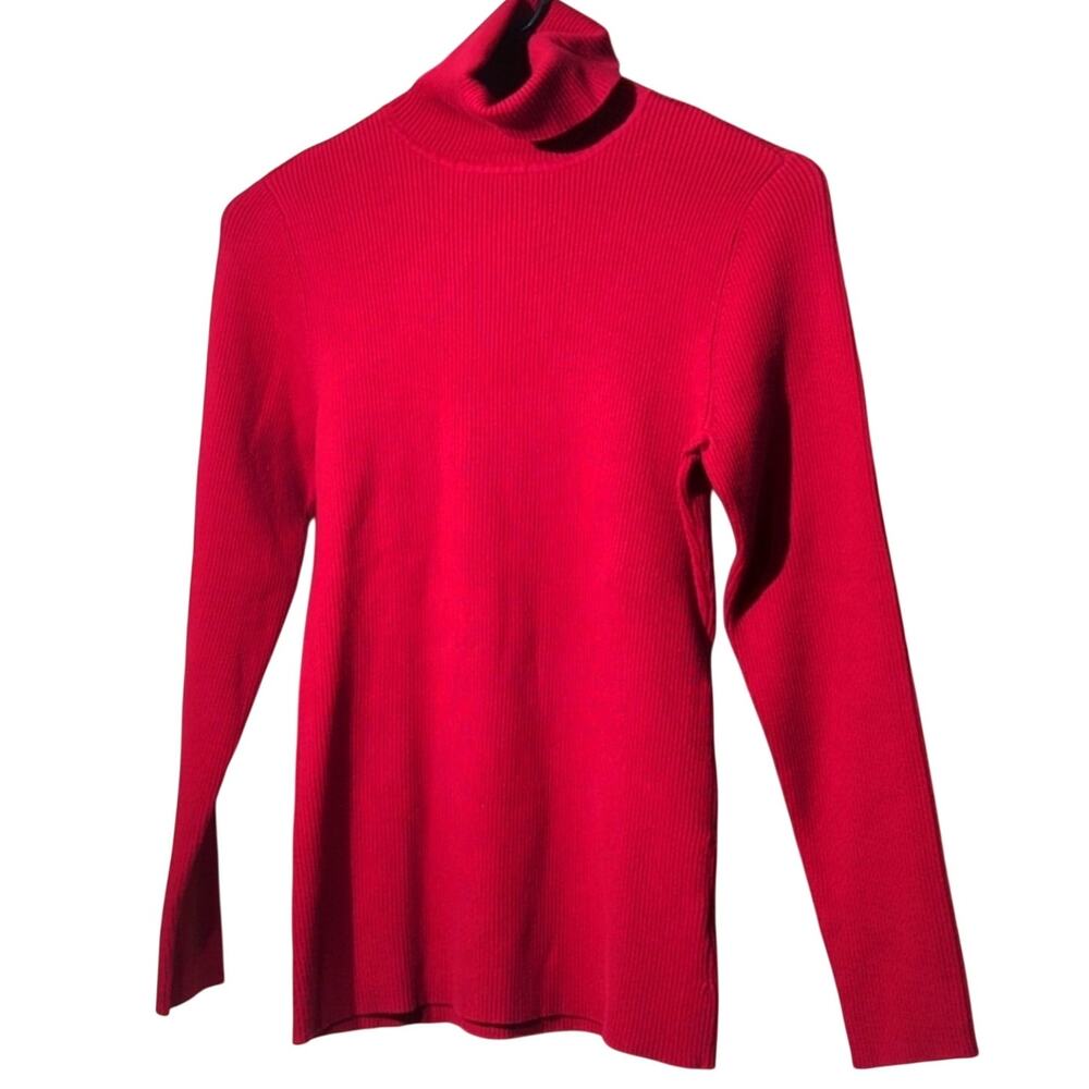 Style & Co. Red Cotton/Nylon Turtleneck Stretch Knit Sweater Women's Size L